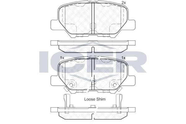 Stabdžių trinkelių rinkinys, diskinis stabdys ICER 182118