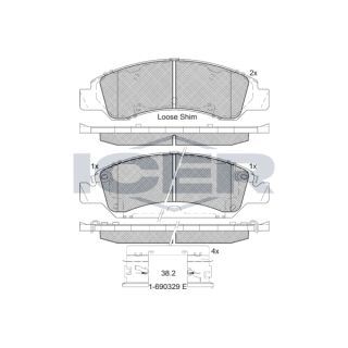 Stabdžių trinkelių rinkinys, diskinis stabdys ICER 182137