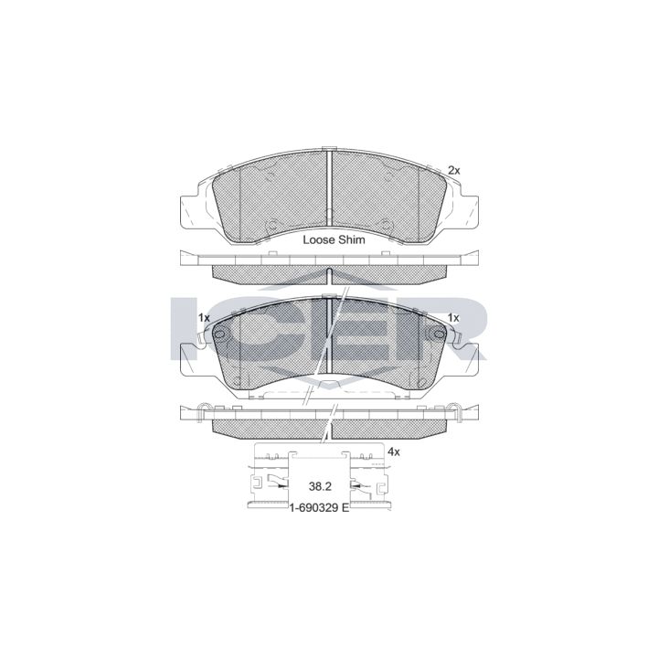Stabdžių trinkelių rinkinys, diskinis stabdys ICER 182137