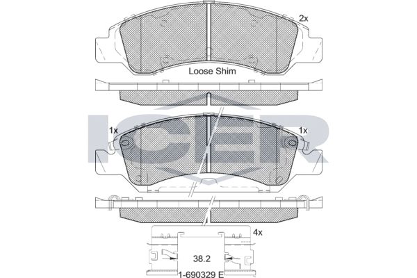 Stabdžių trinkelių rinkinys, diskinis stabdys ICER 182137