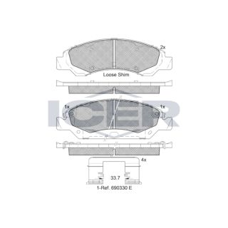Stabdžių trinkelių rinkinys, diskinis stabdys ICER 182138