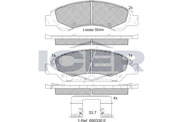 Stabdžių trinkelių rinkinys, diskinis stabdys ICER 182138