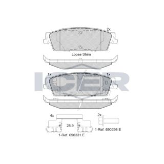 Stabdžių trinkelių rinkinys, diskinis stabdys ICER 182139