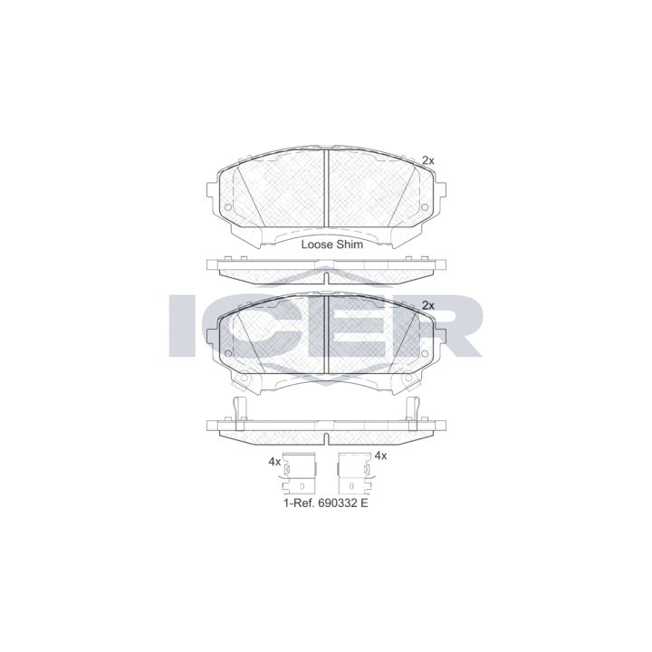 Stabdžių trinkelių rinkinys, diskinis stabdys ICER 182140