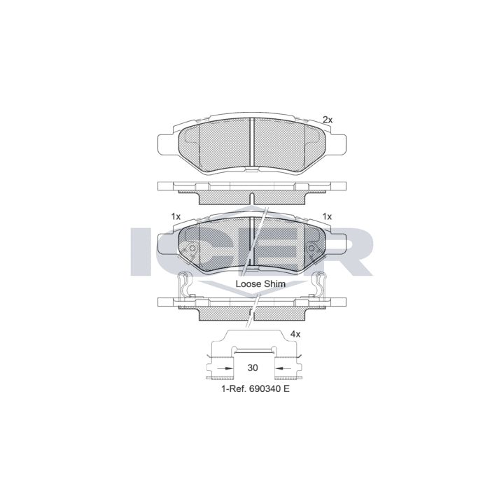 Stabdžių trinkelių rinkinys, diskinis stabdys ICER 182142