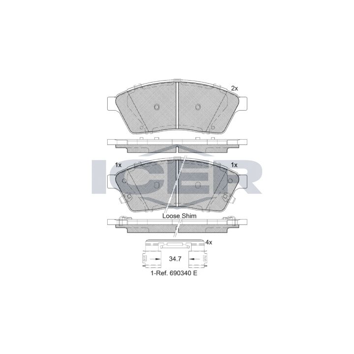 Stabdžių trinkelių rinkinys, diskinis stabdys ICER 182143
