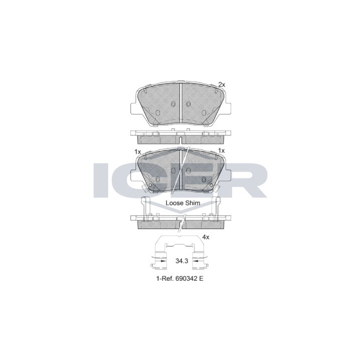 Stabdžių trinkelių rinkinys, diskinis stabdys ICER 182147