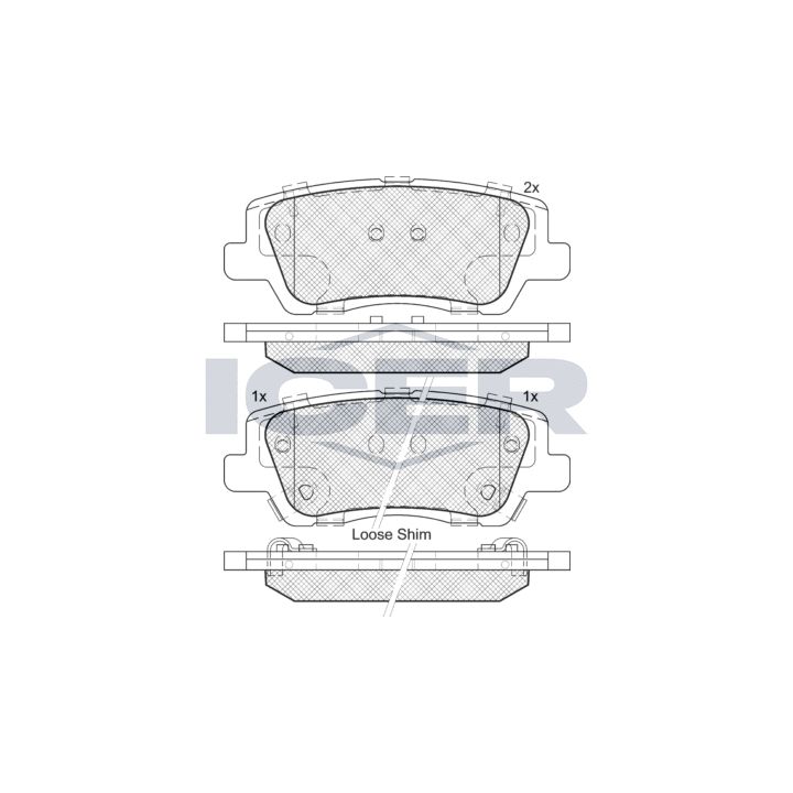 Stabdžių trinkelių rinkinys, diskinis stabdys ICER 182157