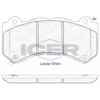 Stabdžių trinkelių rinkinys, diskinis stabdys ICER 182164