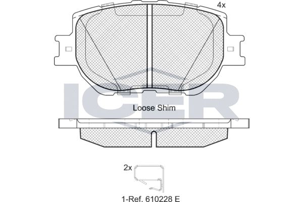 Stabdžių trinkelių rinkinys, diskinis stabdys ICER 182200