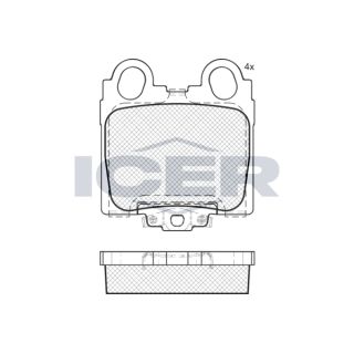 Stabdžių trinkelių rinkinys, diskinis stabdys ICER 182208