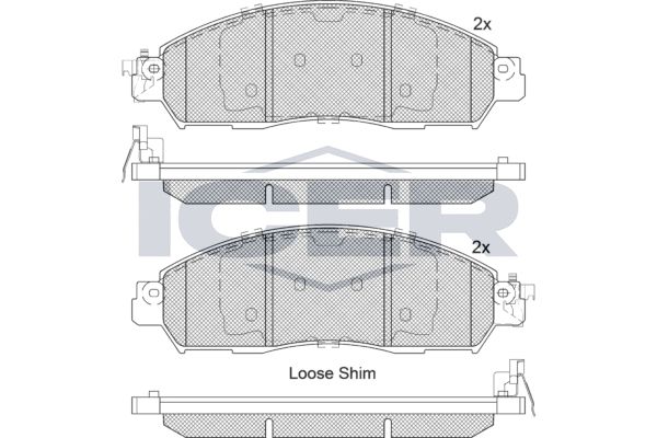 Stabdžių trinkelių rinkinys, diskinis stabdys ICER 182249