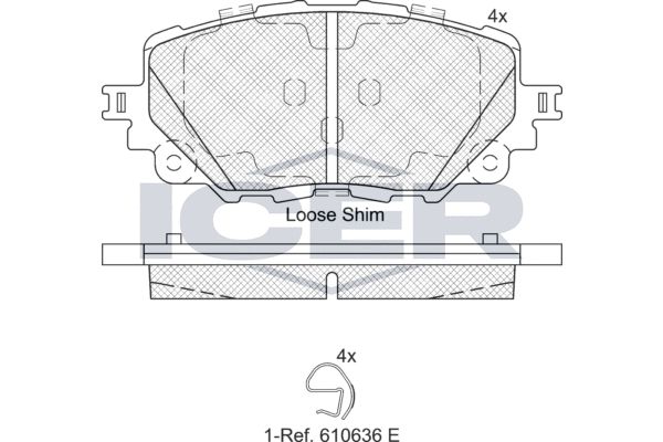 Stabdžių trinkelių rinkinys, diskinis stabdys ICER 182251
