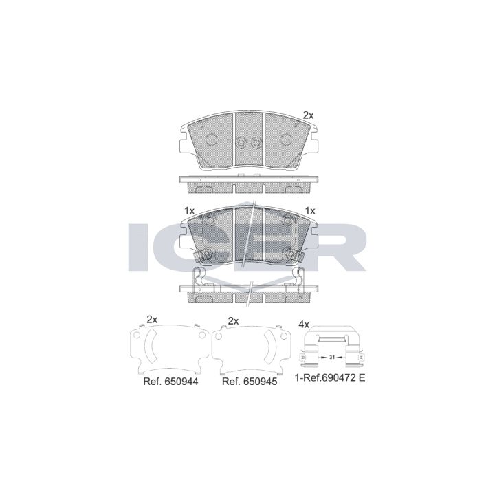 Stabdžių trinkelių rinkinys, diskinis stabdys ICER 182277