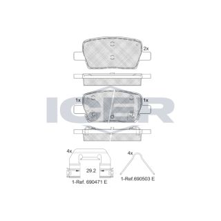 Stabdžių trinkelių rinkinys, diskinis stabdys ICER 182278