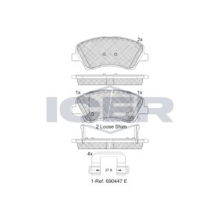 Stabdžių trinkelių rinkinys, diskinis stabdys ICER 182298