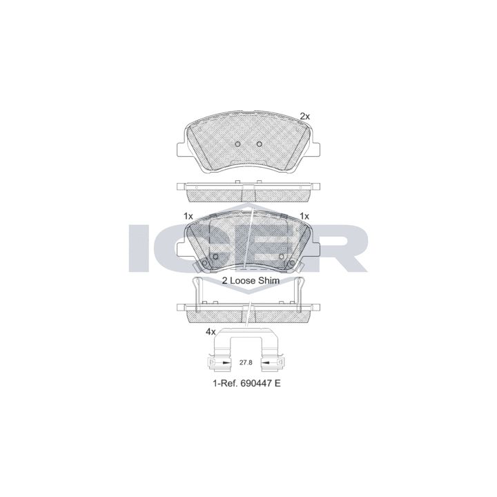 Stabdžių trinkelių rinkinys, diskinis stabdys ICER 182298