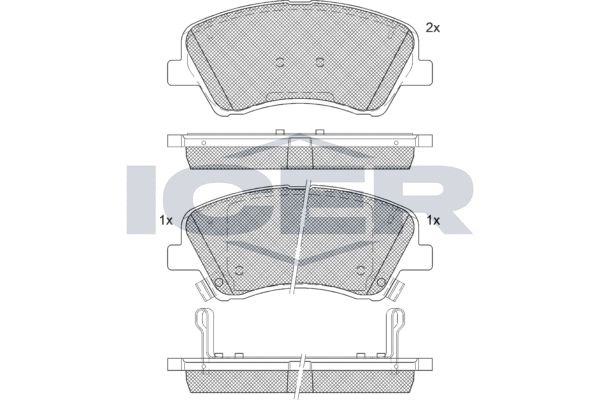 Stabdžių trinkelių rinkinys, diskinis stabdys ICER 182298-207