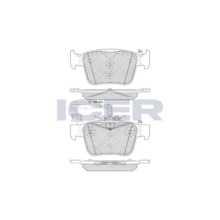 Stabdžių trinkelių rinkinys, diskinis stabdys ICER 182299