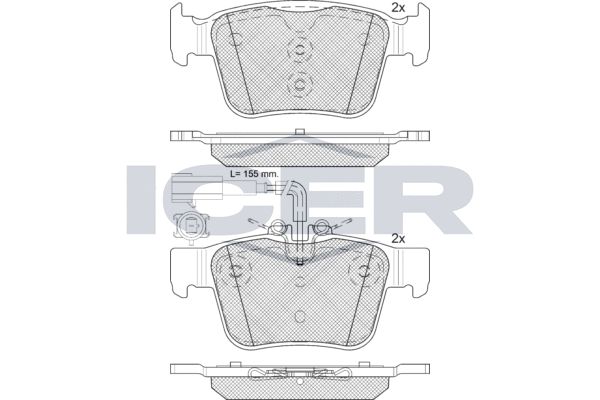 Stabdžių trinkelių rinkinys, diskinis stabdys ICER 182299