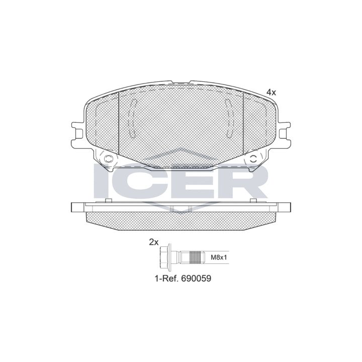 Stabdžių trinkelių rinkinys, diskinis stabdys ICER 182304