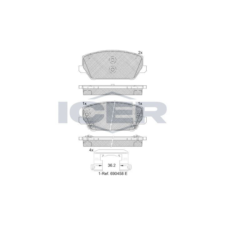 Stabdžių trinkelių rinkinys, diskinis stabdys ICER 182306