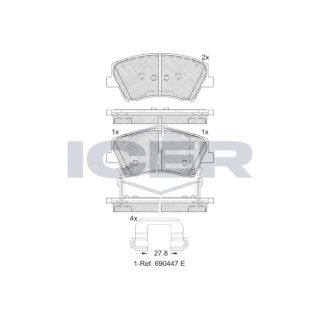 Stabdžių trinkelių rinkinys, diskinis stabdys ICER 182314