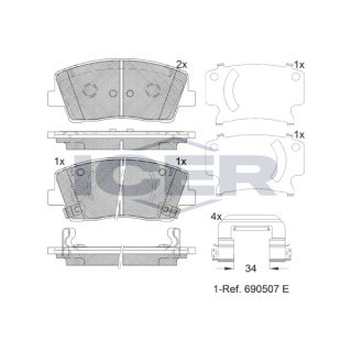 Stabdžių trinkelių rinkinys, diskinis stabdys ICER 182316