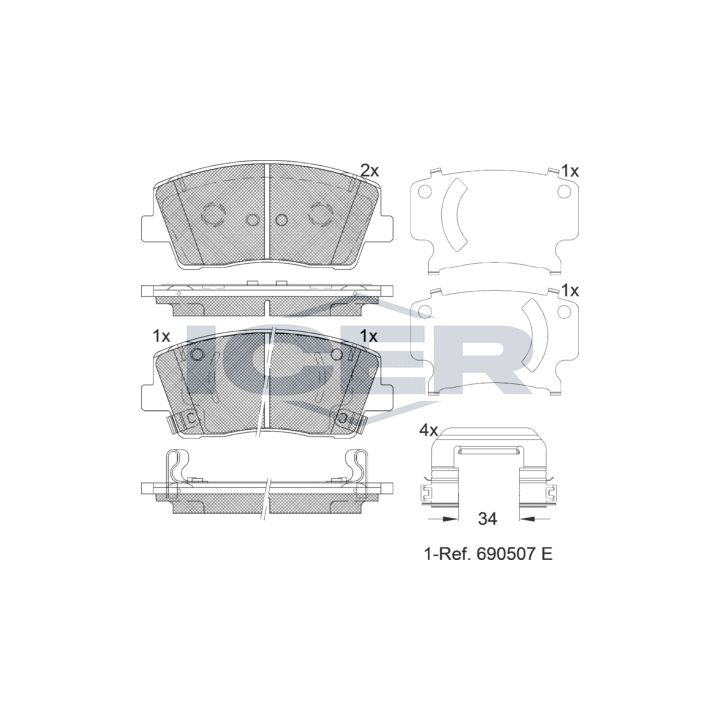 Stabdžių trinkelių rinkinys, diskinis stabdys ICER 182316