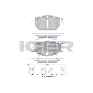 Stabdžių trinkelių rinkinys, diskinis stabdys ICER 182317