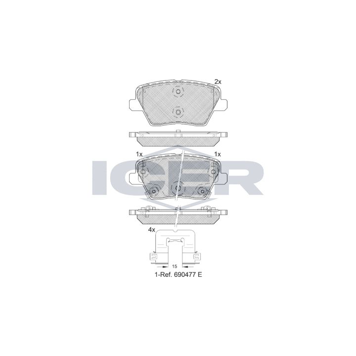 Stabdžių trinkelių rinkinys, diskinis stabdys ICER 182318