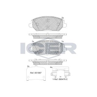 Stabdžių trinkelių rinkinys, diskinis stabdys ICER 182320