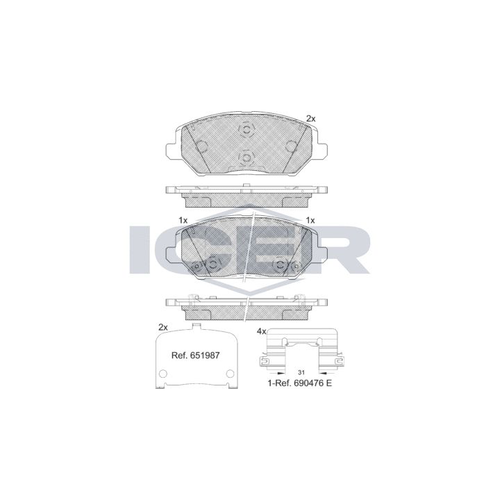 Stabdžių trinkelių rinkinys, diskinis stabdys ICER 182320