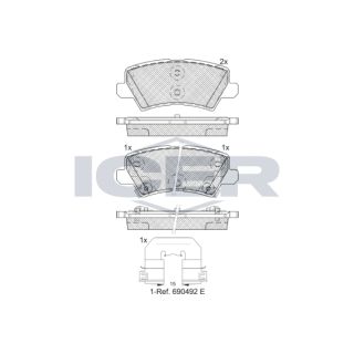 Stabdžių trinkelių rinkinys, diskinis stabdys ICER 182330