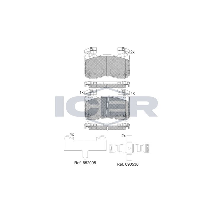 Stabdžių trinkelių rinkinys, diskinis stabdys ICER 182333
