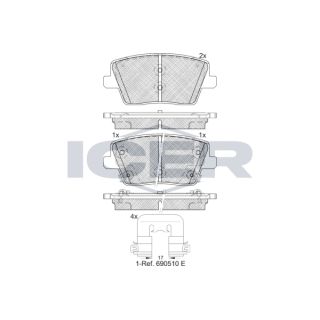 Stabdžių trinkelių rinkinys, diskinis stabdys ICER 182334