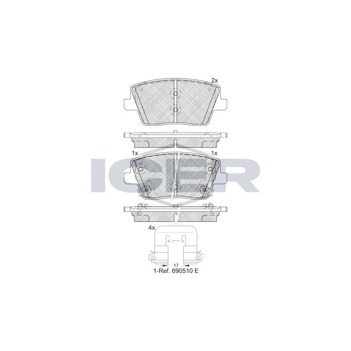 Stabdžių trinkelių rinkinys, diskinis stabdys ICER 182334