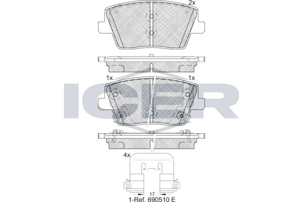 Stabdžių trinkelių rinkinys, diskinis stabdys ICER 182334
