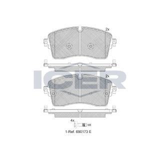 Stabdžių trinkelių rinkinys, diskinis stabdys ICER 182335