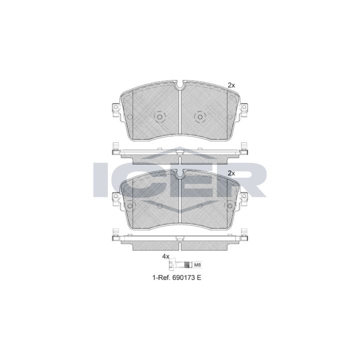 Stabdžių trinkelių rinkinys, diskinis stabdys ICER 182335