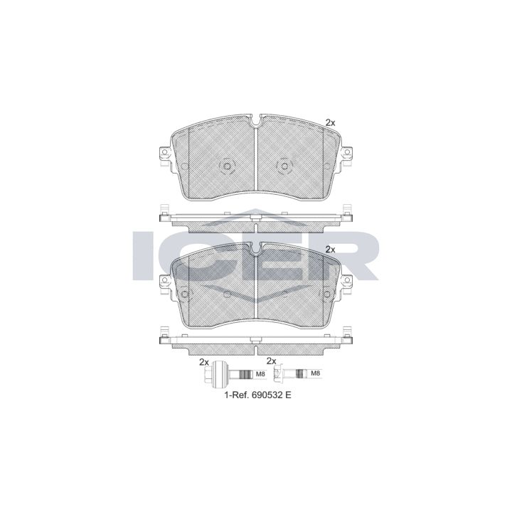 Stabdžių trinkelių rinkinys, diskinis stabdys ICER 182335-200