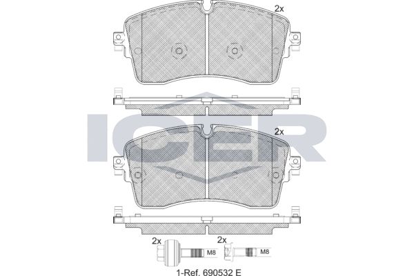 Stabdžių trinkelių rinkinys, diskinis stabdys ICER 182335-200