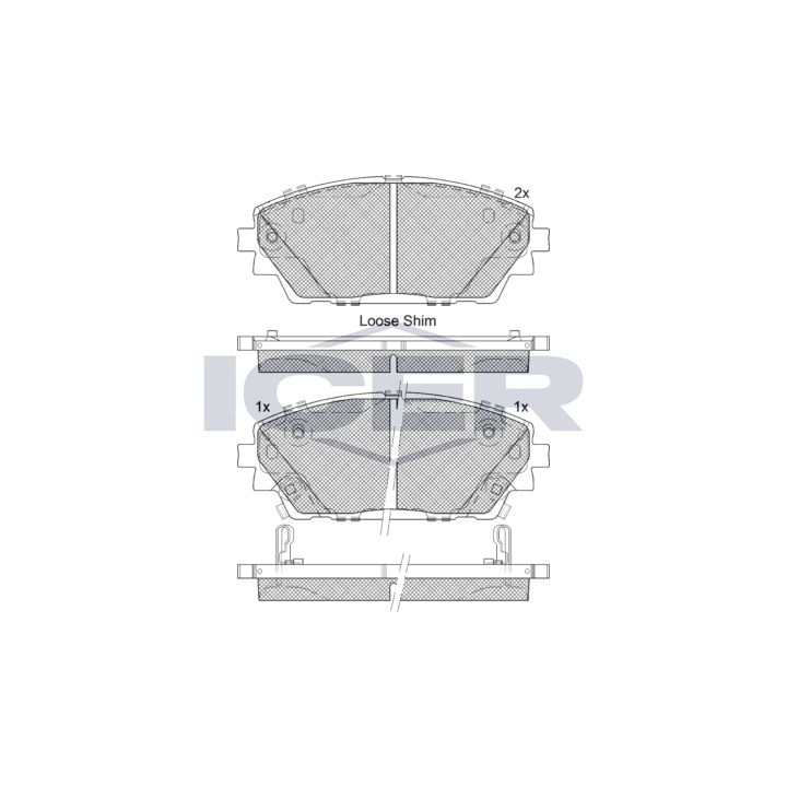 Stabdžių trinkelių rinkinys, diskinis stabdys ICER 182364