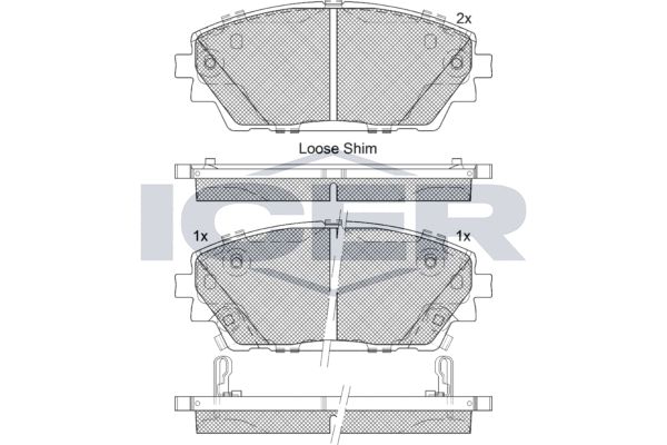 Stabdžių trinkelių rinkinys, diskinis stabdys ICER 182364