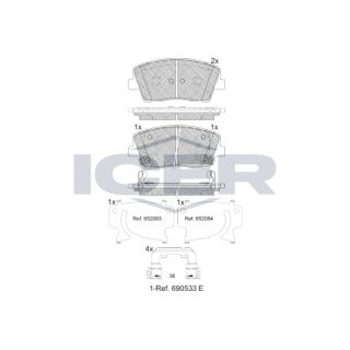 Stabdžių trinkelių rinkinys, diskinis stabdys ICER 182368