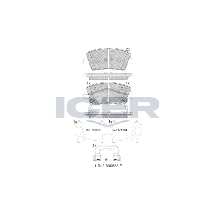 Stabdžių trinkelių rinkinys, diskinis stabdys ICER 182368