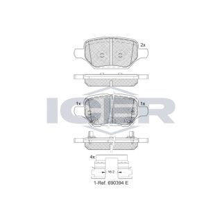 Stabdžių trinkelių rinkinys, diskinis stabdys ICER 182370