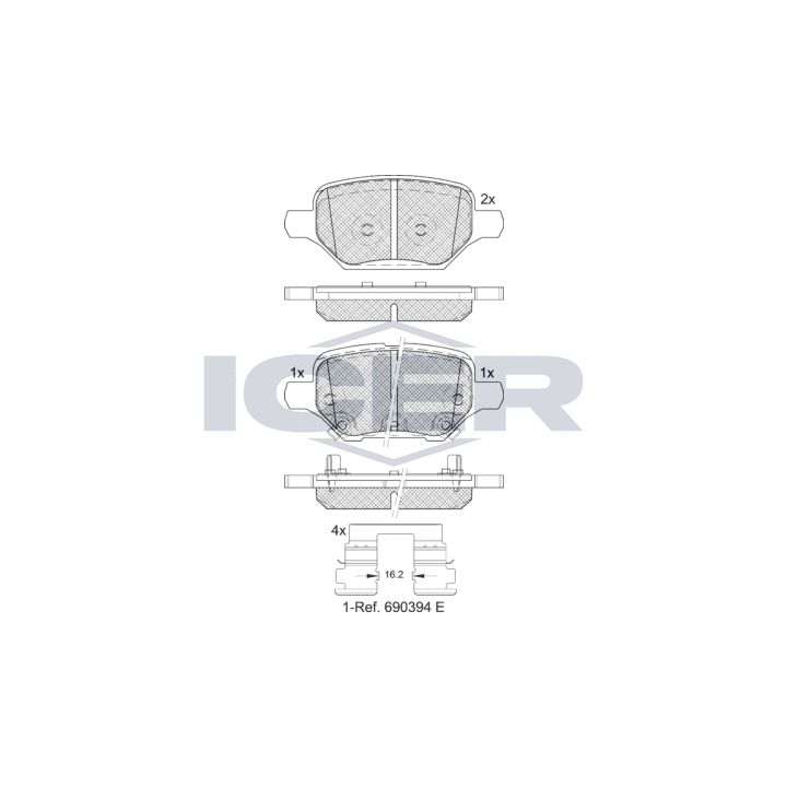 Stabdžių trinkelių rinkinys, diskinis stabdys ICER 182370