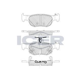 Stabdžių trinkelių rinkinys, diskinis stabdys ICER 182374