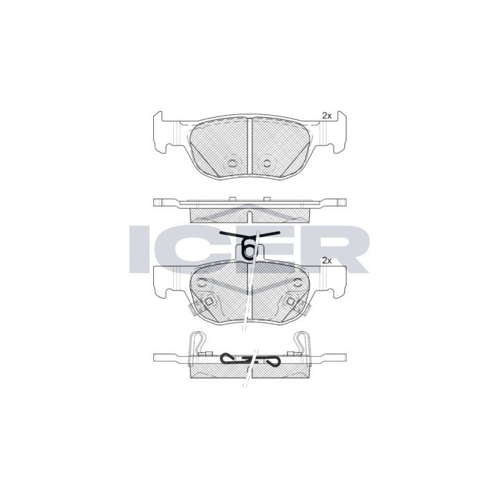Stabdžių trinkelių rinkinys, diskinis stabdys ICER 182374